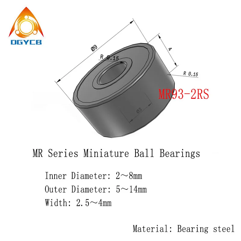 10Pcs MR93 2RS Ball…