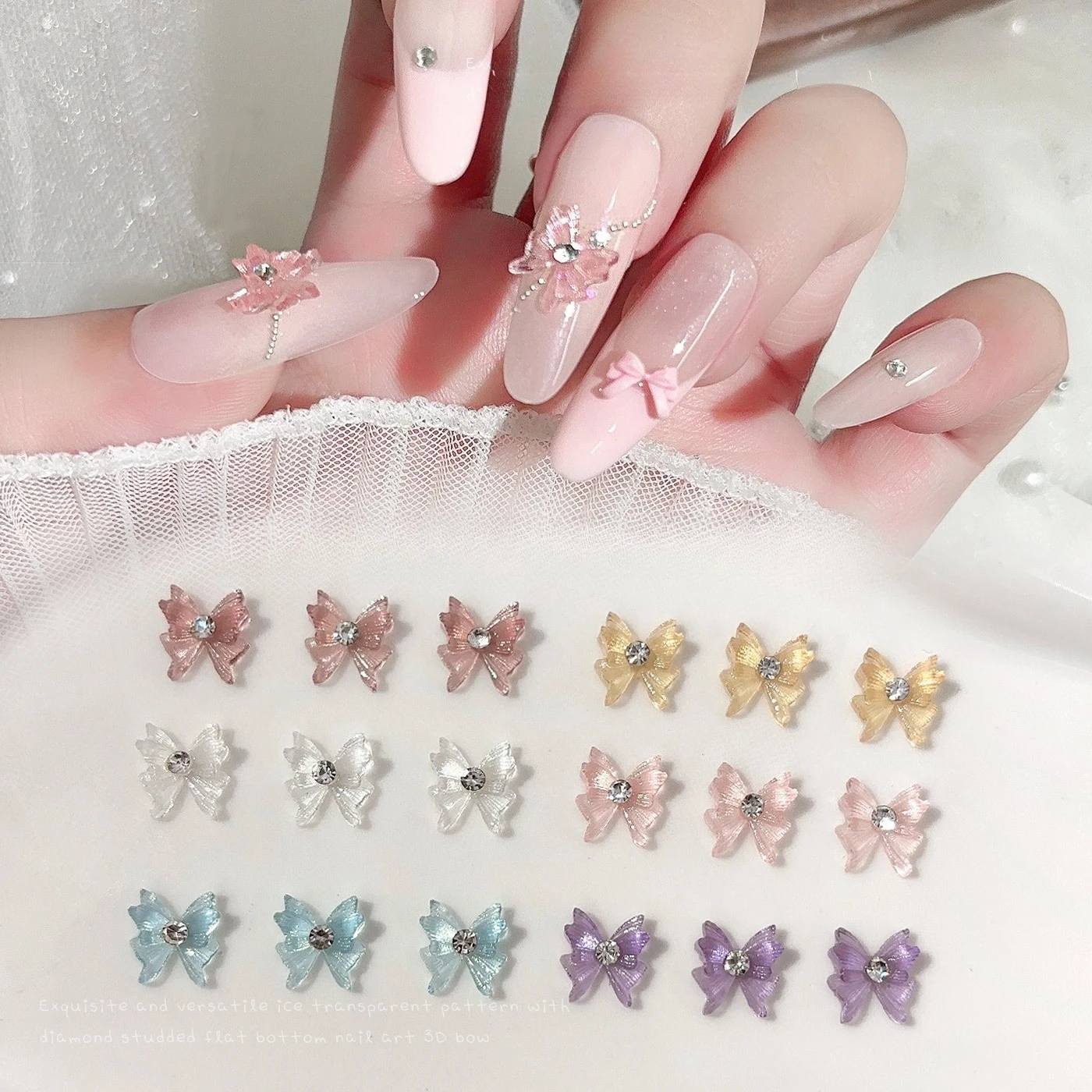 เรซิ่นใสสีสันสดใส 3 มิติ ประดับคริสตัลรูปผีเสื้อและดอกไม้ แต่งเล็บ DIY สวยหรู ดูดีมีเสน่ห์