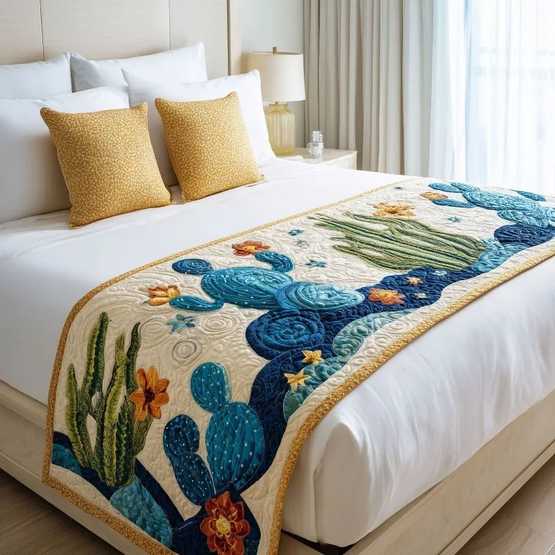 Cartoon Printed Bed Flag Hotel Fabric Homestay Soft Decoration Bed Runner All Seasons Use Advanced Home Decor Bed End Towel