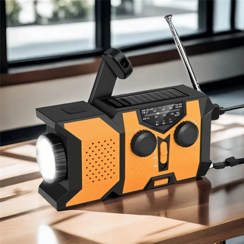 

ABSQ-Solar Hand Crank Radio Solar Radio With LED Flashlight Portable AM/FM/NOAA Weather Radio With 2000Mah Mobile Power Phone Ch