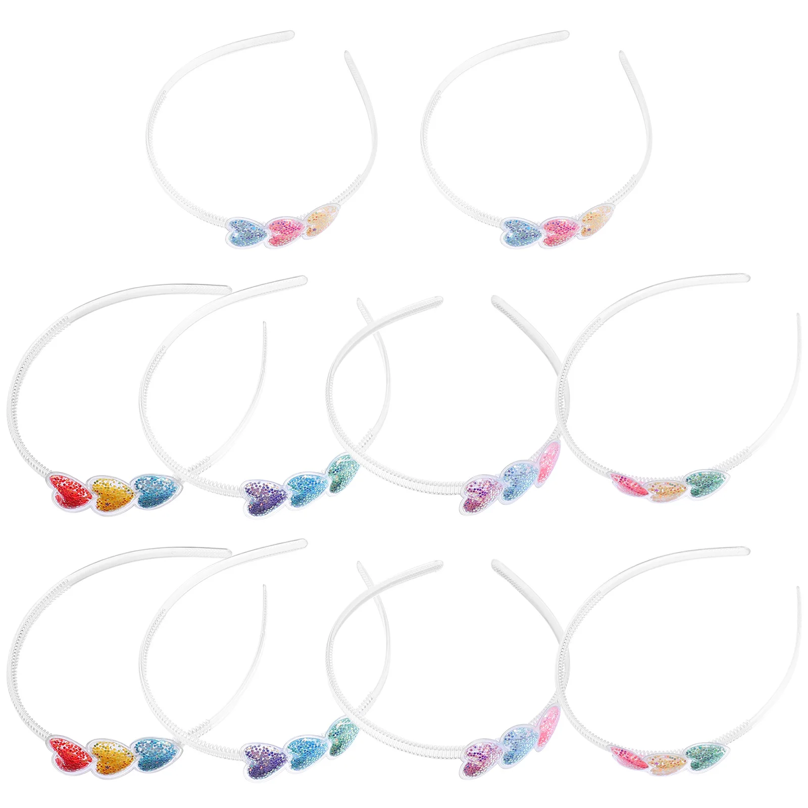 

10 Pcs Heart Shaped Headbands Sequins Valentine Hairband ABS PP Romantic Stylish Party Hairstyle Tool for Kids Adults