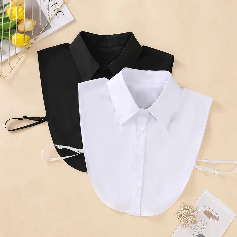 Women's Fashion Cotton Fake Collar, Simple Half Shirt Style Fake Collar, Versatile and Convenient Detachable Collar