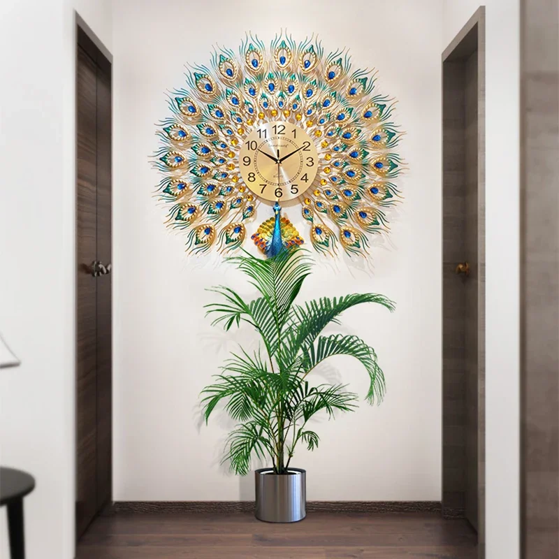 

Peacock Fashion Wall Clocks Design Silent Aesthetic Bedrooms Modern Wall Watch Luxury Art Mural Horloge Murale Home Decoration