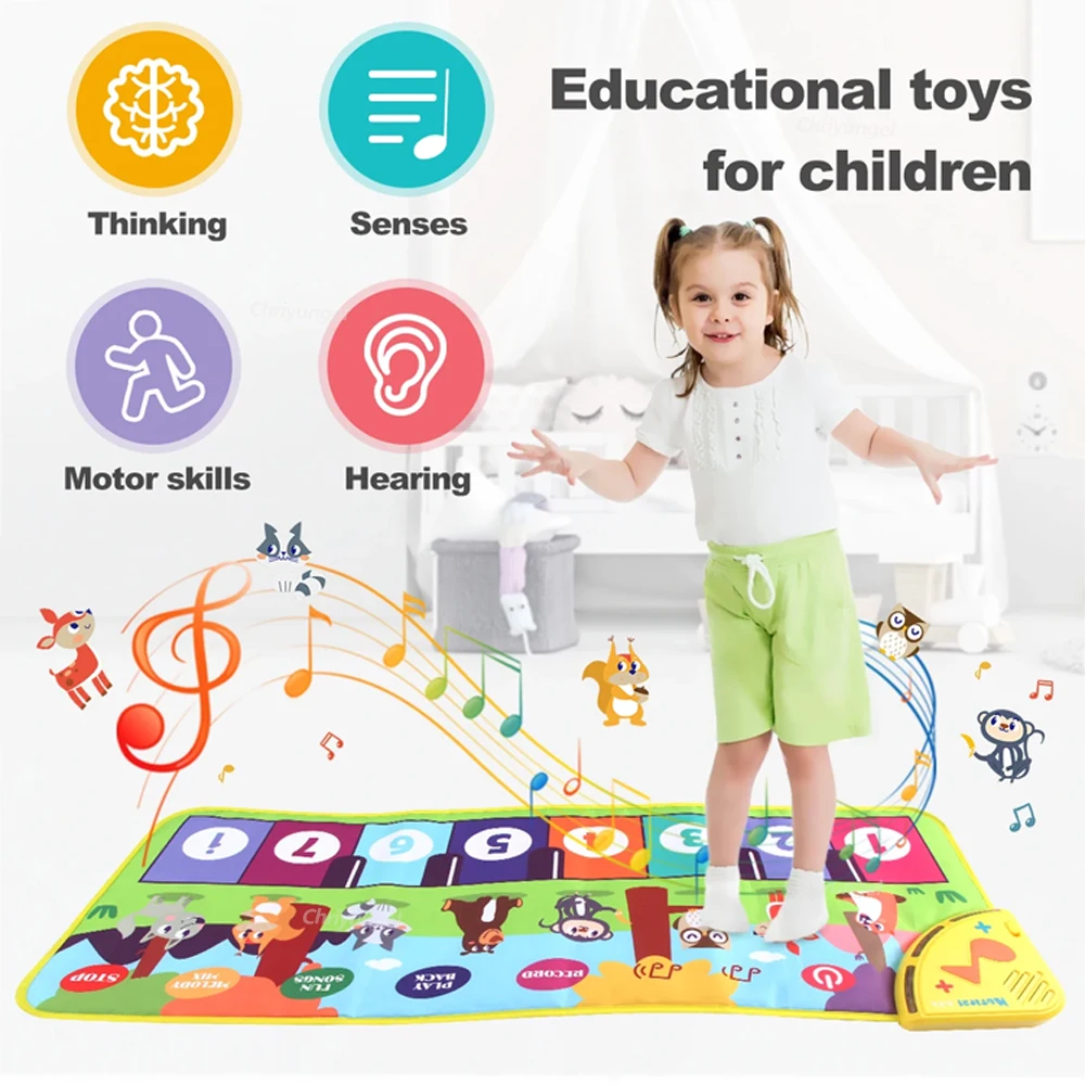 Piano Mat for Kids Kids Toddlers Floor Keyboard Dance Mat Baby Fitness Play Animal Music Blanket Instrument Toys Girl Boy Gift