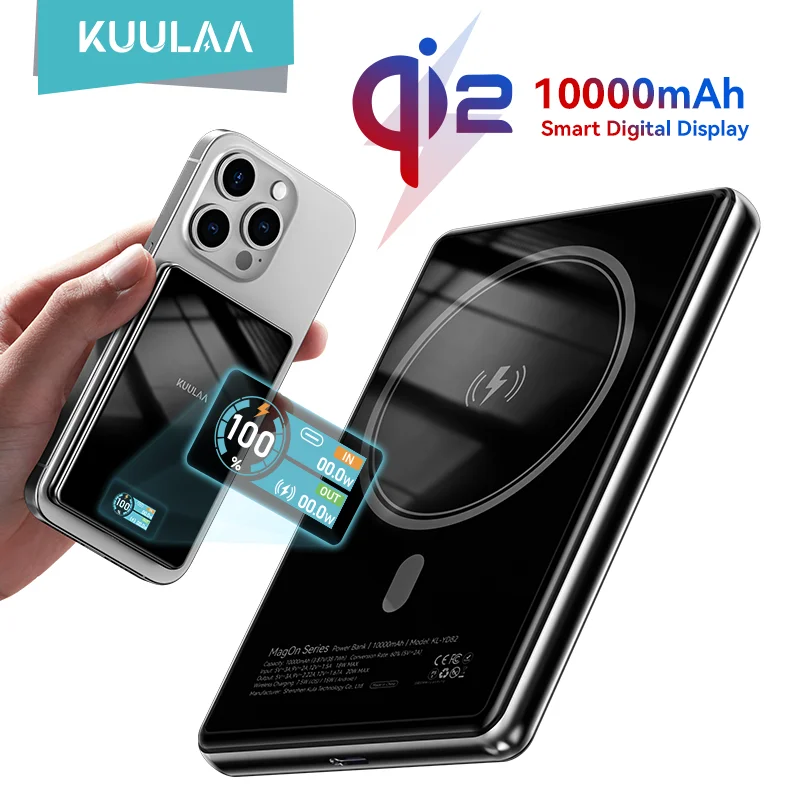 KUULAA Magnetic Power Bank 10000mAh Qi2 PD20W Portable Charger Wireless External Battery for IPhone17 16 15 14 Pro Max Powerbank