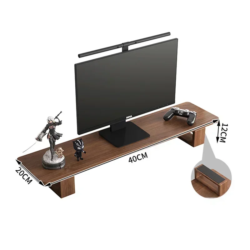 Sale Good Quality Nordic Computer Monitor Mounting Bracket Rubber Wood Black Walnut Colour Desktop Screen Storage Support Base