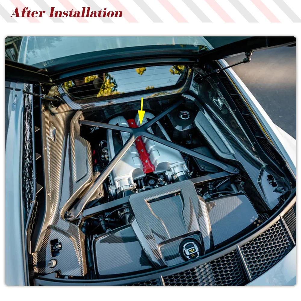 For Audi R8 V10 RWD 2016-2024 Dry Carbon Car Engine Bars Balance Bar Anti Roll Stability Reinforcement Frame Racing Body Kits