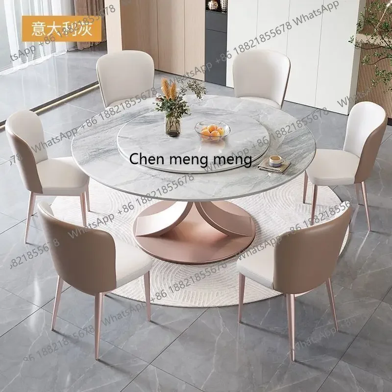 المبيعات الساخنة الراقية الخفيفة الفاخرة مشرق لوح الصخور طاولة طعام وكرسي مزيج المنزلية الحديثة طاولة طعام بسيطة مع تو #4