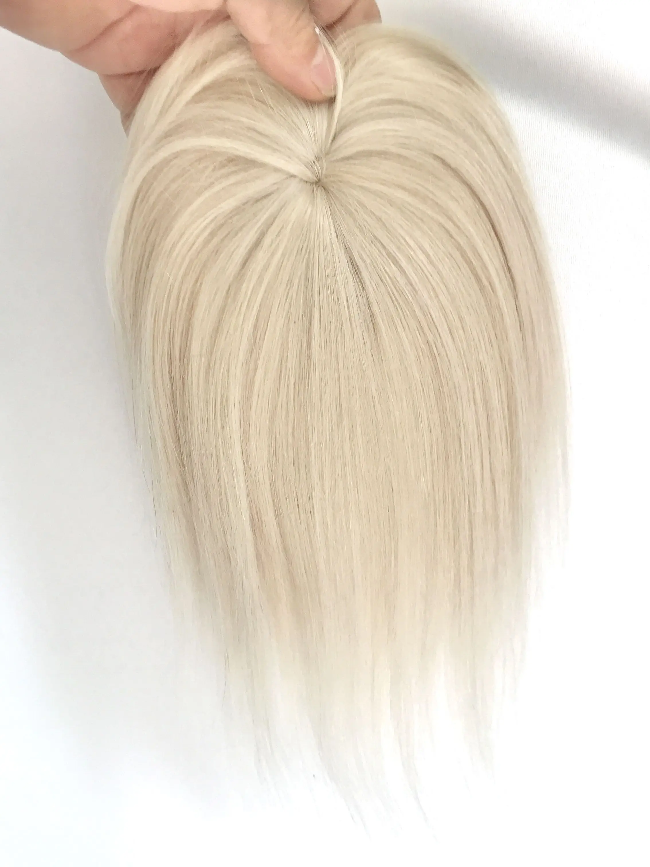Vsr pop hair topper menschliches haar clip-in einem stück klavier farben blonde schweizer spitze zwei clip haar topper für frauen