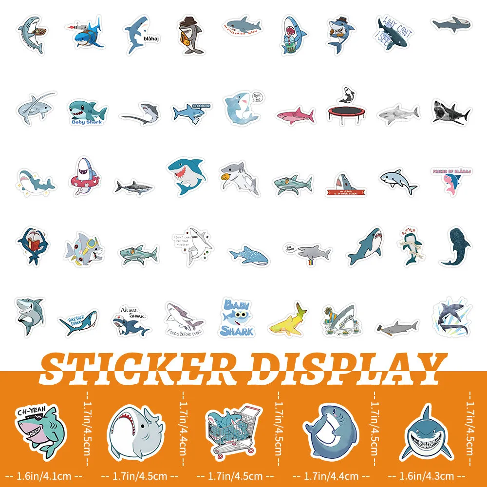100Pcs Cute Cartoon Shark Ocean Sticker Set - Waterproof Decor for Luggage & Phones RecordingYourLife Store