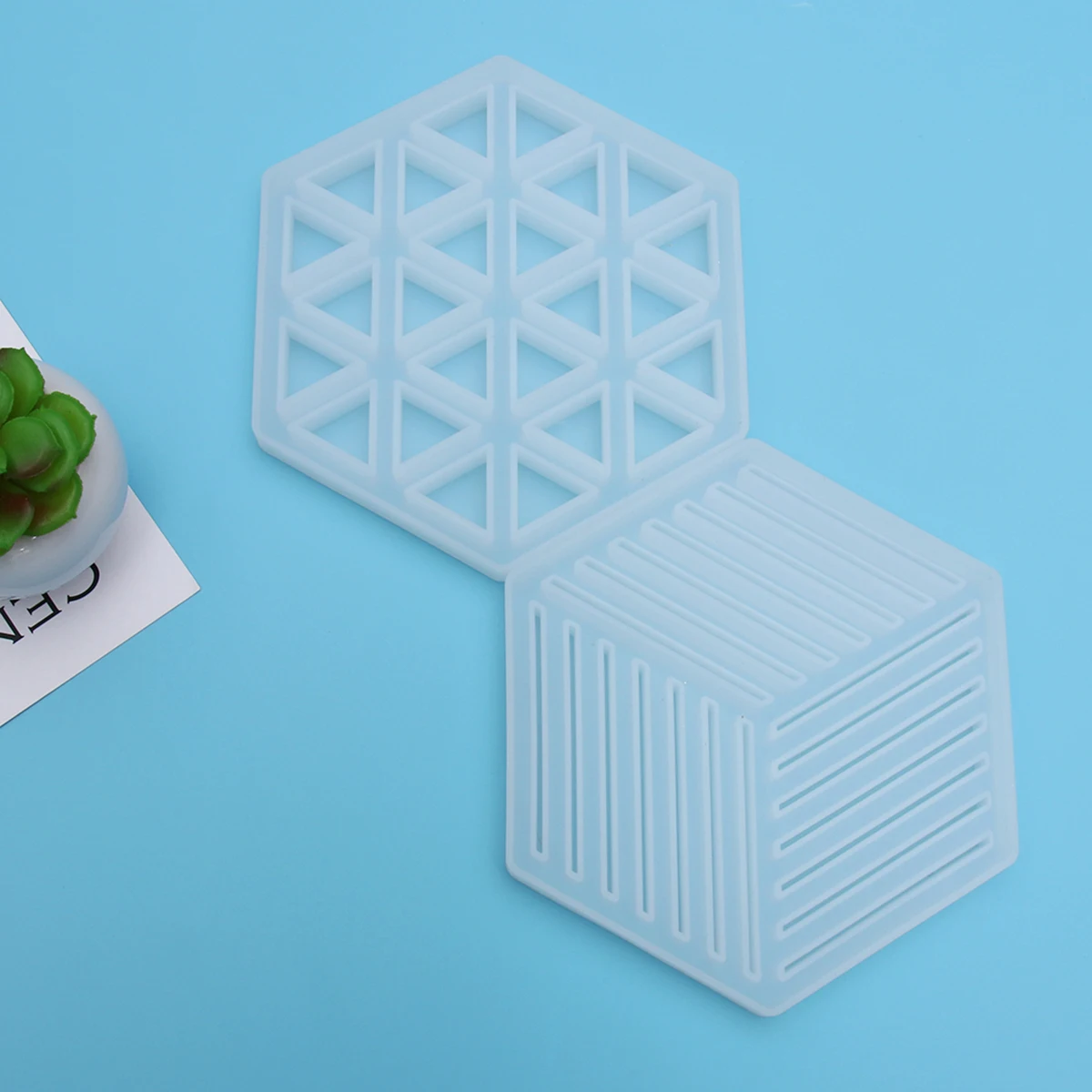 

2Pcs Hexagon Mold Epoxy Resin Craft Clear Baking Cake Fondant Jewelry DIY Coaster Fondant Mold Storage Container