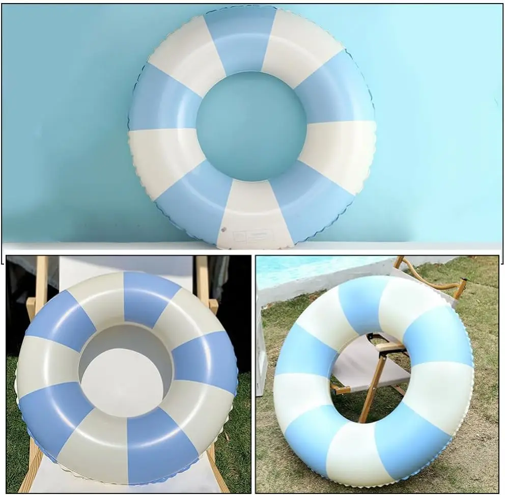 Pool Tube Swim Ring for Kids Adults, Classic Striped Inflatable Floats Swimming Ring Pool Inner Tubes, Inflatable Pool Floats Ad