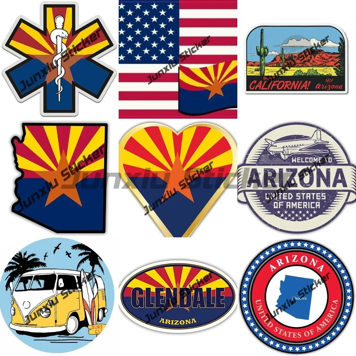 Arizona Emblem Decal Arizona Star of Life Sticker AZ Paramedic EMT EMS Funny Decoration Wall Stickers for Kids Room Decoration