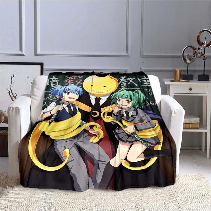 A-assassination Classroom Teacher Cartoon Pattern Printed Soft Warm Blanket Essential portable blanket for home and travel