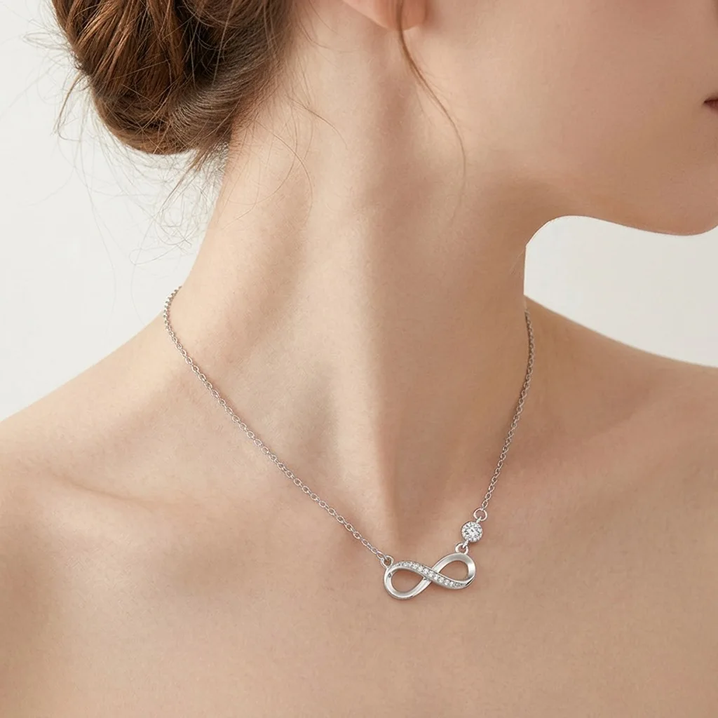 925 Silver Infinity Necklace for Women 6.5mm D Color Moisasnite Y Shape Pendant Necklace Anniversary Wedding Jewelry Gift Choker