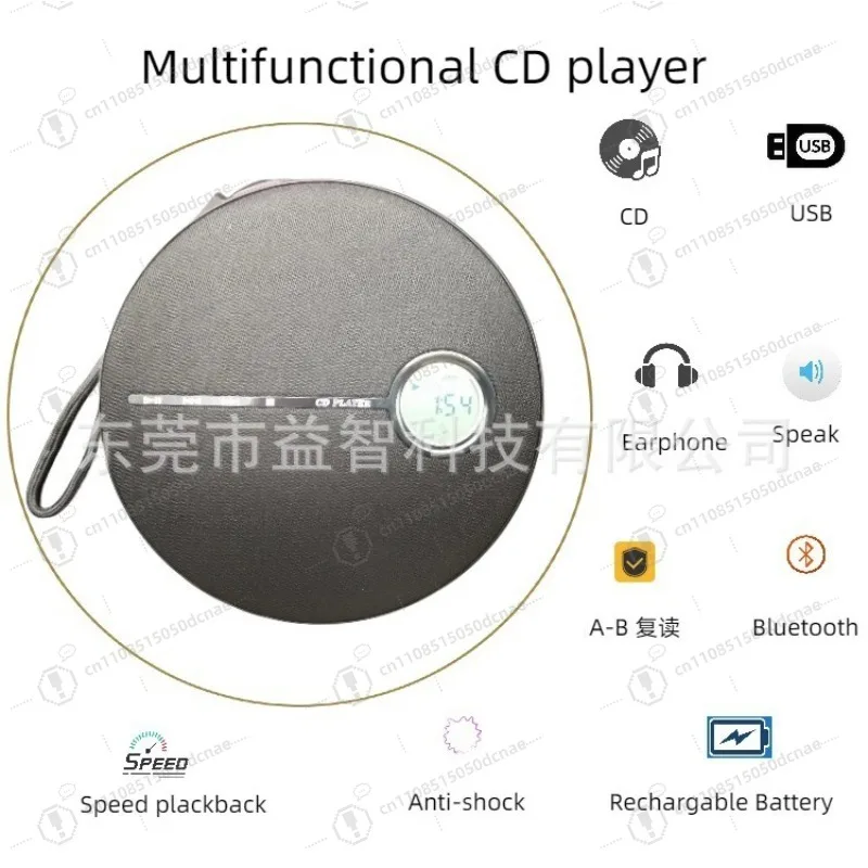 Portable CD Player with Speaker Bluetooth 5.0 USB TF A-B Repeat Rechargeable for Learning Prenatal Music