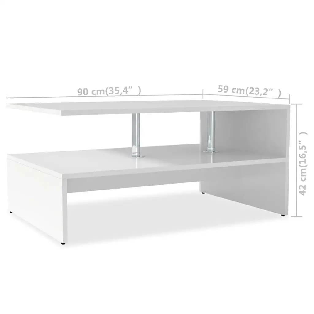 Mesa de centro blanca moderna de madera de ingeniería 35,4x23,2x16,5 - Muebles de salón elegantes