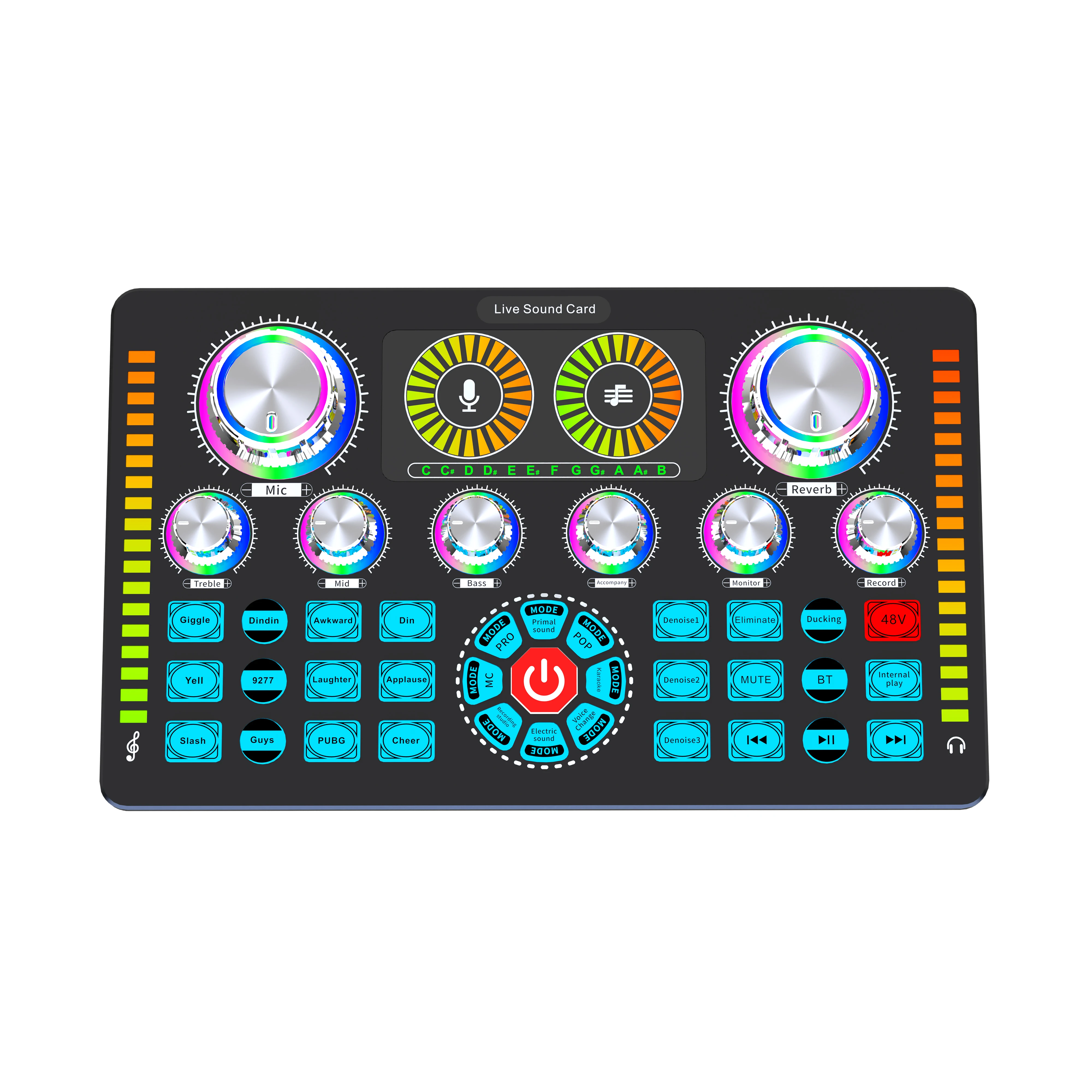 بطاقة الصوت Q7 المباشرة مع مصدر طاقة فانتوم 48 فولت للبودكاست وتوافق الميكروفونات المختلفة