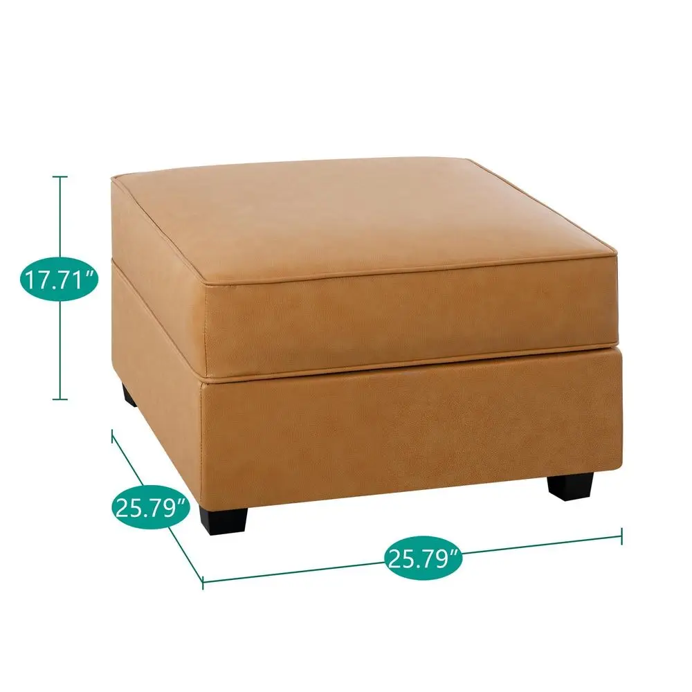

Modular Sectional Ottoman, Square Storage Ottoman Cube, Air Leather Footrest and Seat Stool, Foot Stool for Living Room, Carame