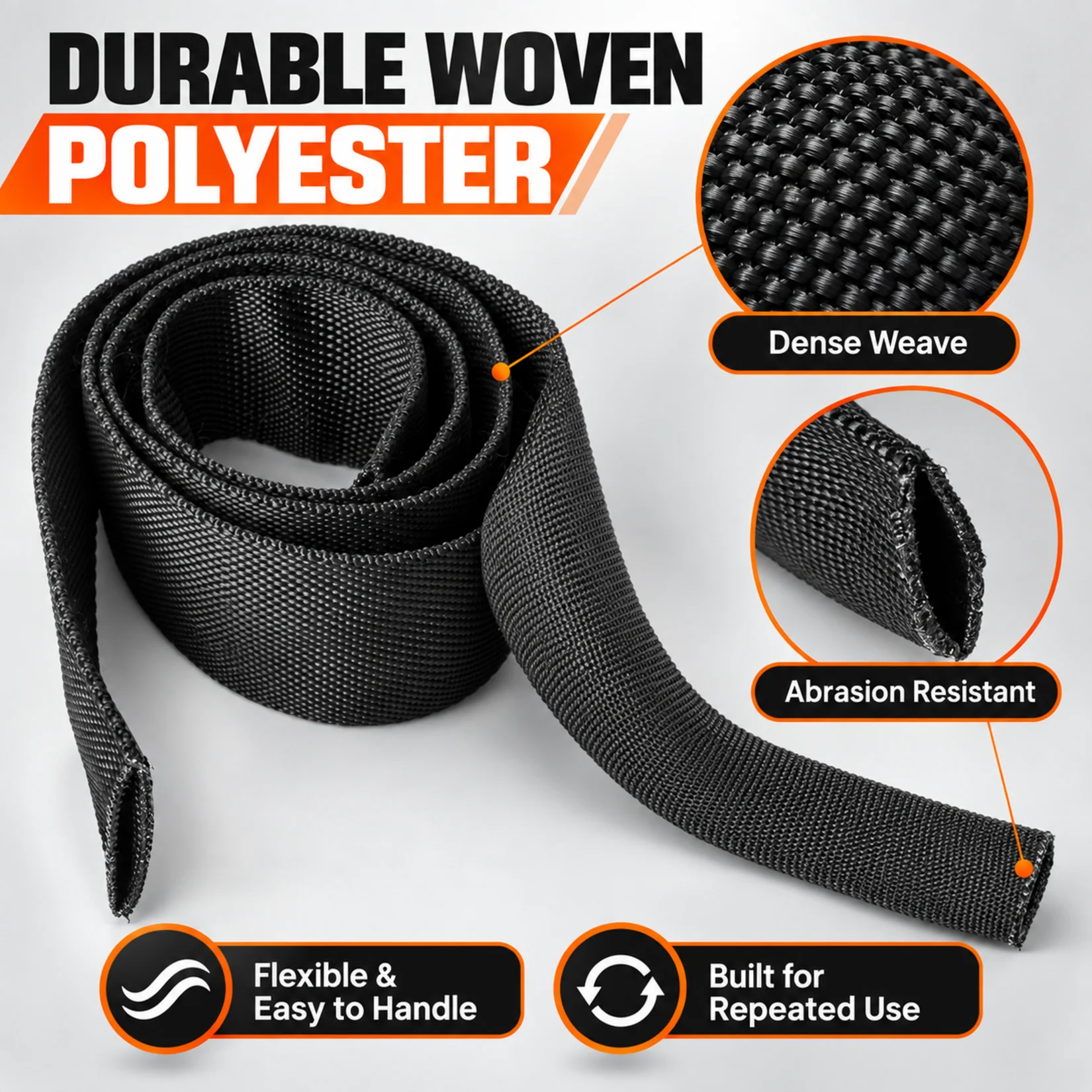 Car Universal 3cm-5cm Winch Rope Protector, Winch Cable Cover Winch Rope Protective Sleeve Polyester Cable Line
