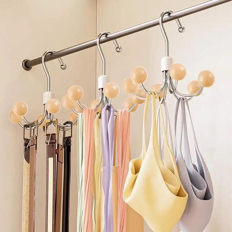 360 Rotating Six Claw Hook Multifunctional Wardrobe Organizer for Hats Underwear Suspenders Bags Belts Rack Clothes Organizer