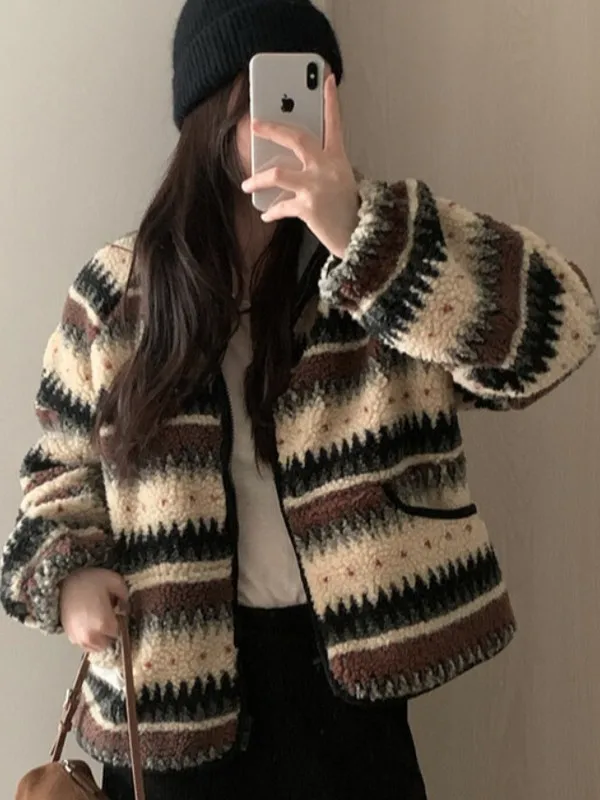 Koreański płaszcz Sle eepskin ort Coat Warm Air, damska odzież wierzchnia zimowa, designerski płaszcz ort Svel Jaet dla młodych kobiet