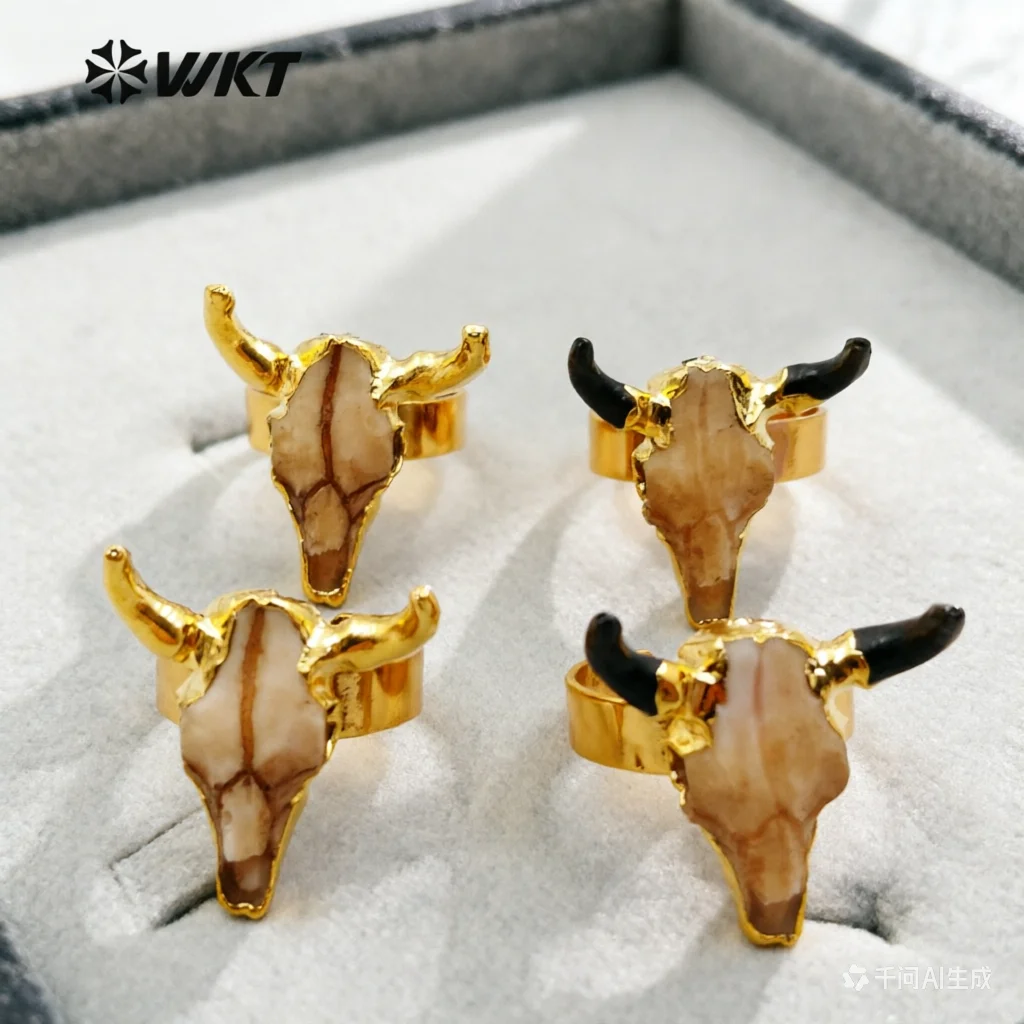 WT-R285 Wholesale 10pieces/lot Fashion Jewelry Novel Buffalo-head shape Dual-color Elegant  Resin Rings For Women Jewelry