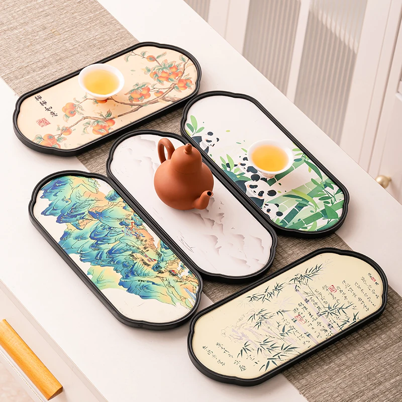 Chinese Kitchen Tea Tray Vintage Tableware Table Coffeeware Wooden Tea Tray Serving Chinese Bandeja Madera Home Decorationgs
