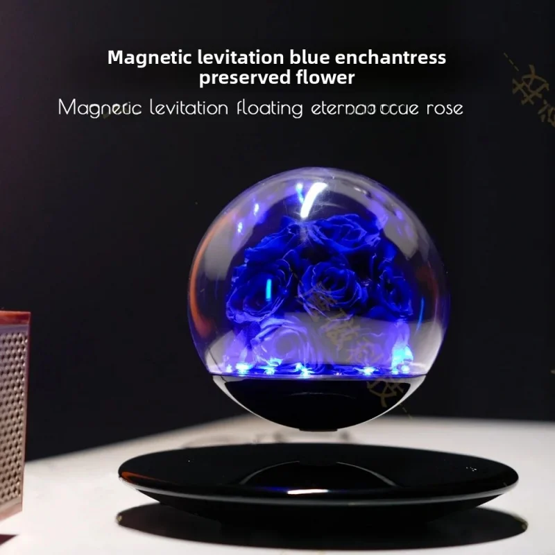 Magnetic Levitation Eternal Flower Blue Rose - Valentine's Day Gift, Luxurious Fresh-Keeping Blue Rose Decoration