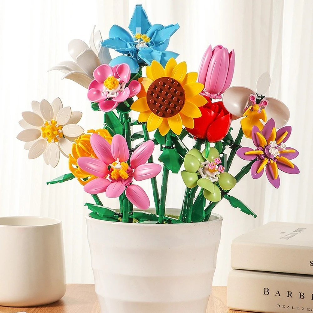 

MOC Blossom Lily Orchid Flower World Bouquet Building Blocks Set Pink Blue Everlasting Floral Toys Children Kids Birthday Gifts