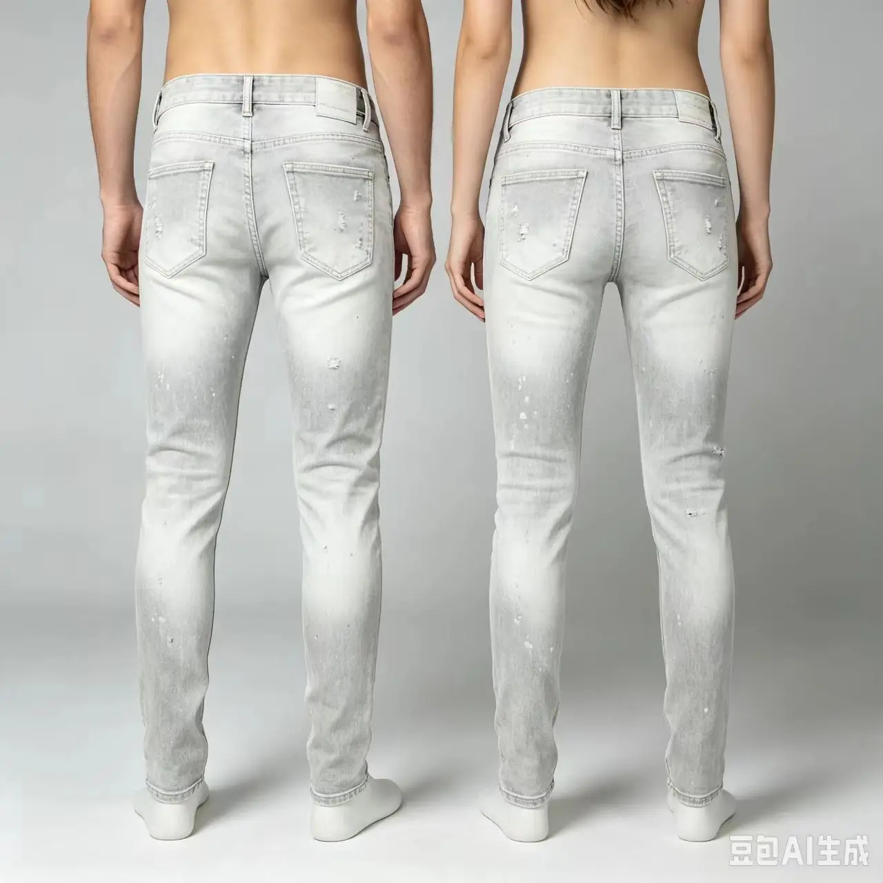 Y2K Designer Fashion New Men's Jeans Washed Retro Light Grey Jeans High Street Hip Hop Brand Stretch Fabric Pants