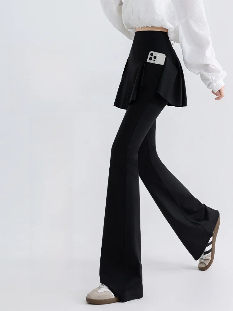 

High Waist Bell Bot Yoga Pants Women's Spring Autumn ket Detail Slimming Tummy Control Large Size Cover up ark Pants