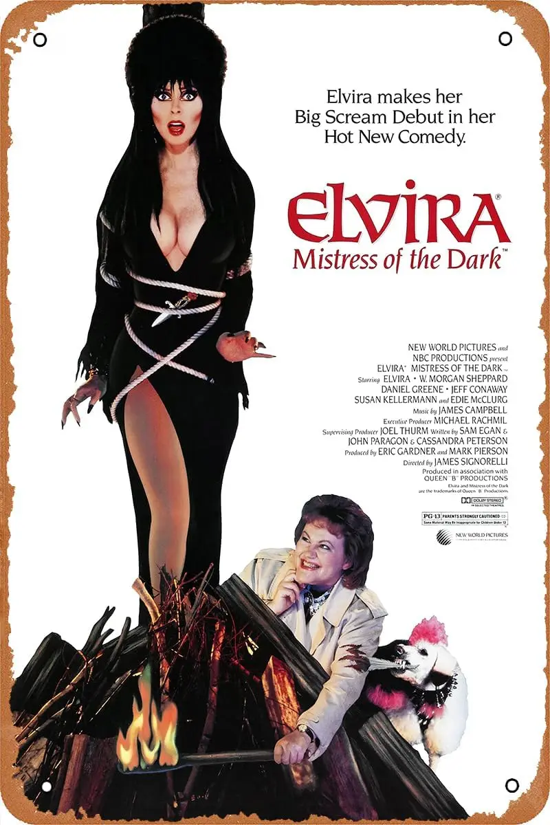Vintage Tin Sign Retro Metal Sign Elvira, Mistress of the Dark Horror Movie Poster for Bar Pub Man Cave Garage Bedroom Home sign
