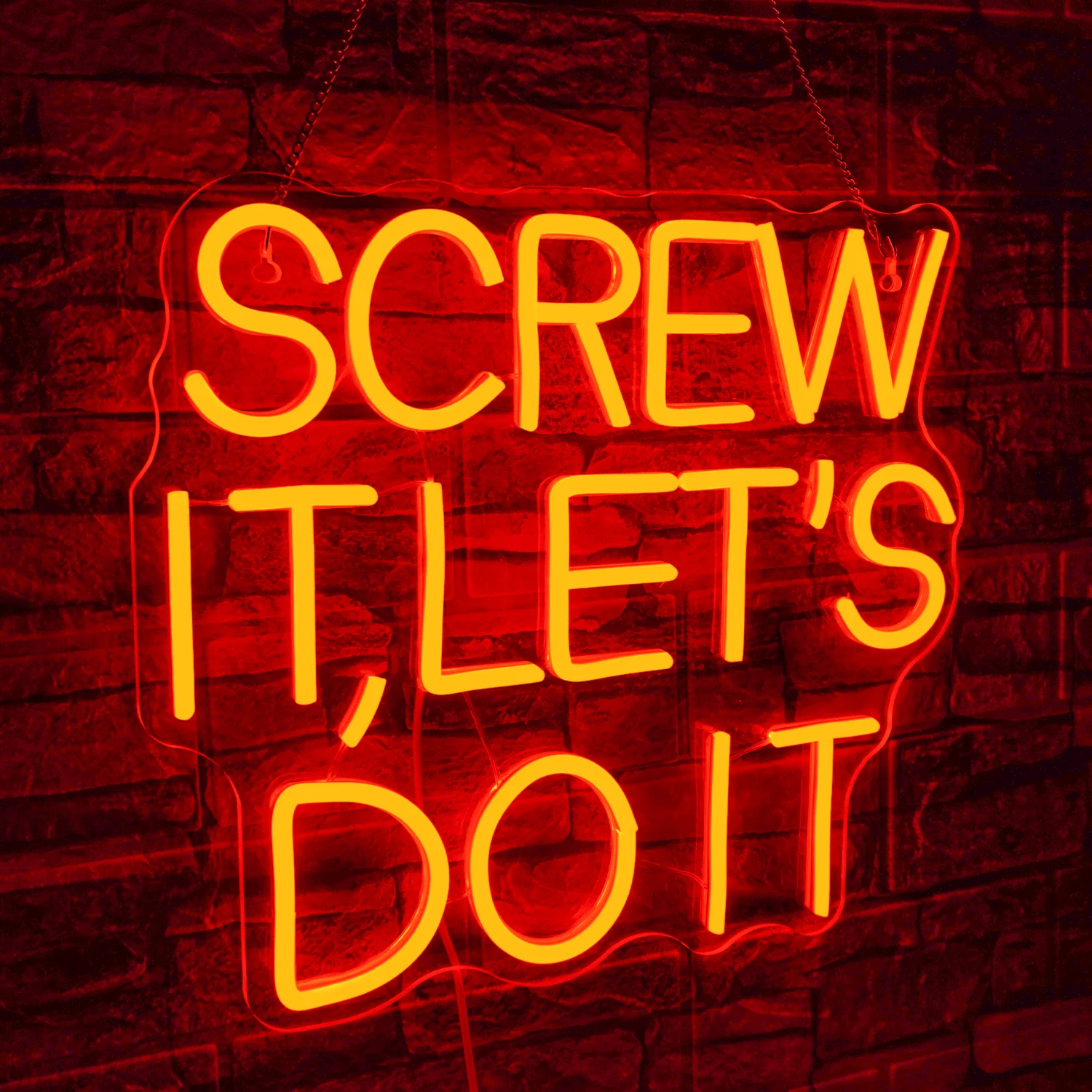 Screw It Let's Do It Red Neon Sign Led Lights With Dimmer Switch Motivational Logo For Bedroom Gym Game Room Club Wall Art Light