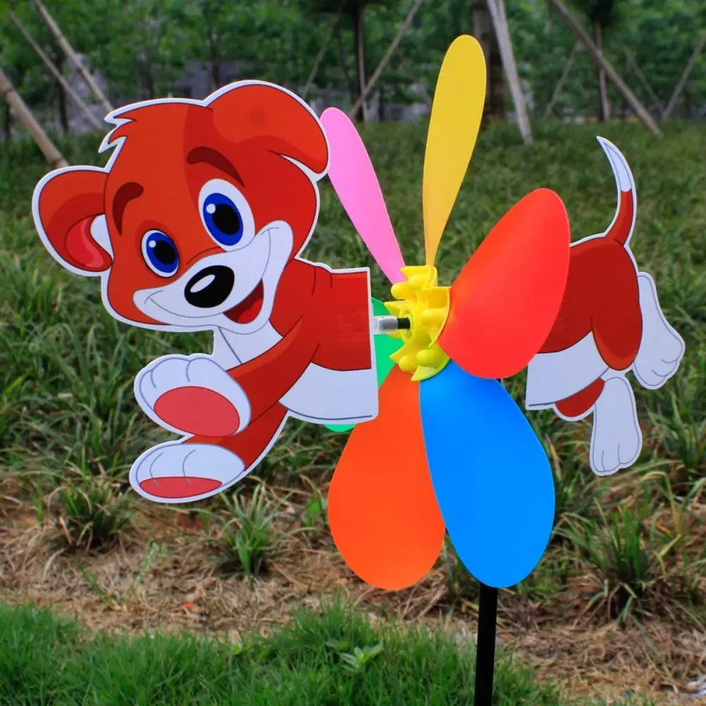 Alta qualidade colorido dos desenhos animados moinho de vento plástico tridimensional girador vento dos desenhos animados crianças brinquedos jardim quintal decoração