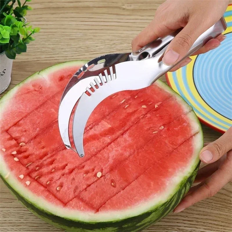 1pcs Stainless Steel Watermelon Knife with Anti Slip Plastic Packaging Handle, Fruit Tool, Pineapple Kitchen Utensils