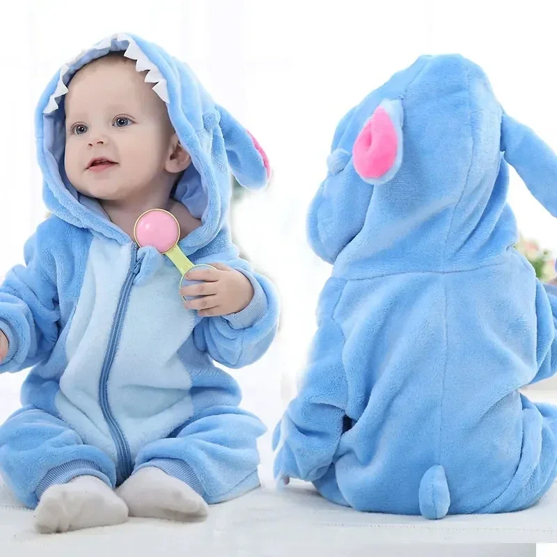 Baby Rompers Winter Kigurumi Stitch Costume For Girls Boy Toddler Animal Jumpsuit Infant Clothes Pyjama Kids Overalls Ropa Bebes