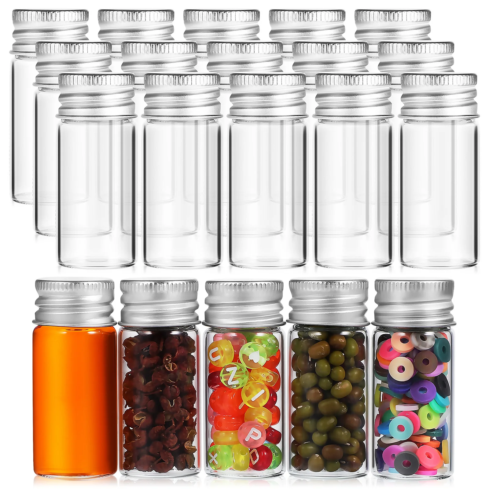 

20Pcs Mini Glass Bottles Clear Sample Containers Small Empty Vials 10ml Secure Seal Transparent Design Multi Use