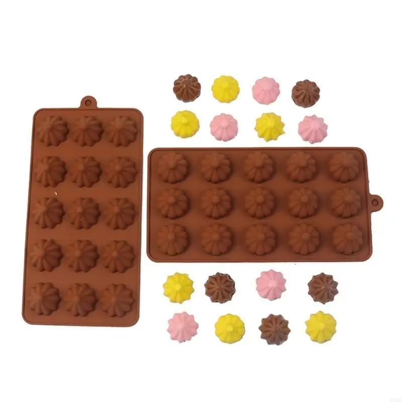 L9BE Flower-Shaped Chocolate Mold 3D Fondant Mold Silicone DIY Candy Dessert Mold