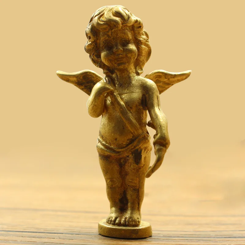 Brass Cupid The God of Love Decorative Figurines Living Room Decoration Accessoires Miniatures Home Decor Cupid Metal Figurine