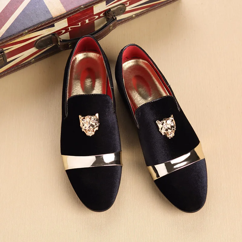Fashion Man's Leather Shoes Party Wedding Loafers Metal Button Moccasins Men Slip-on Comfortable Driving Popular Club Flats