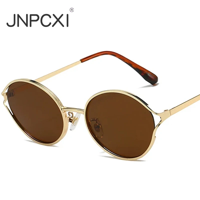 JNPCXI New Retro Round Metal Men Sunglasses Fashion Clear Gradient Punk Women Sun Glasses Shades UV400