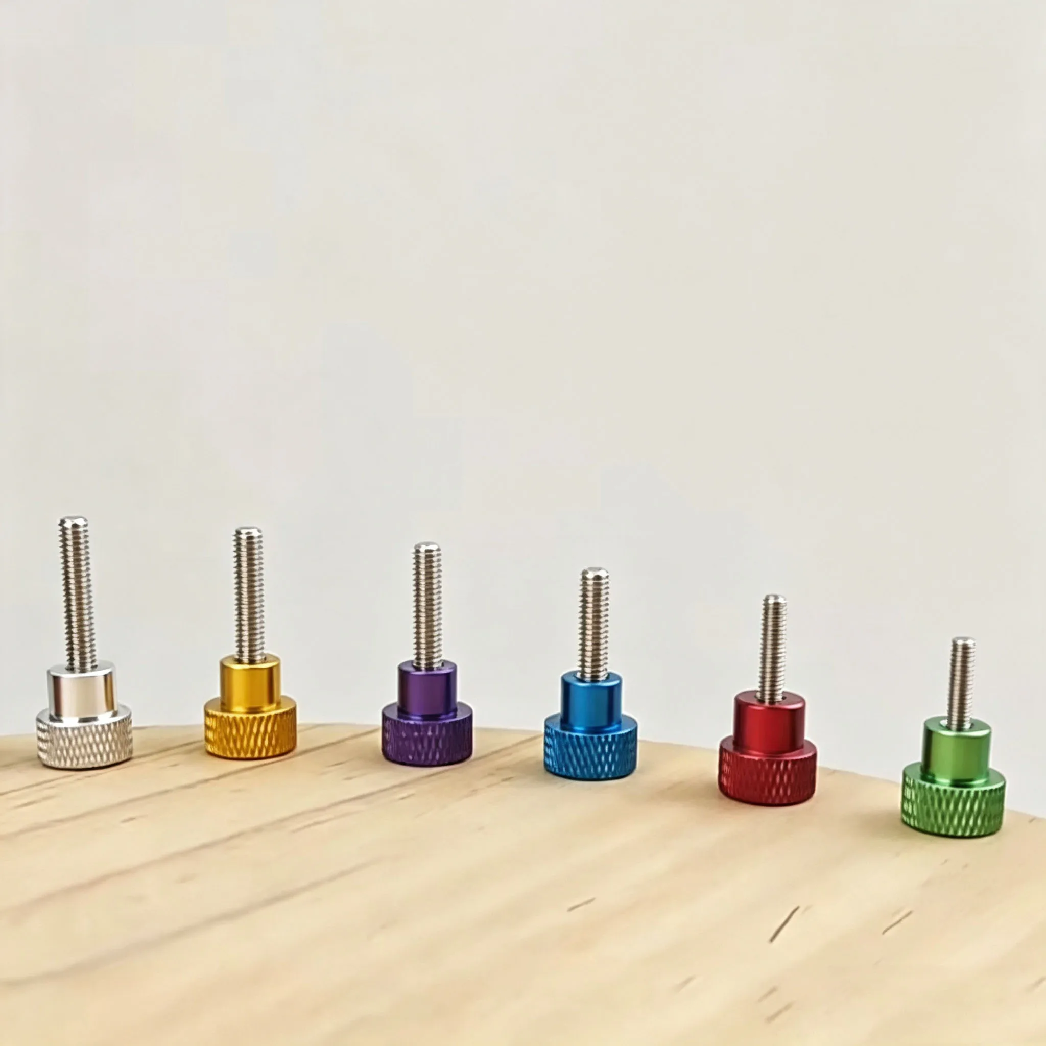 A2 Stainless Steel Thread 1/4-20 UNC Knurled Hand Tight Screws Multi-color Aluminum Grip Thumb Bolts