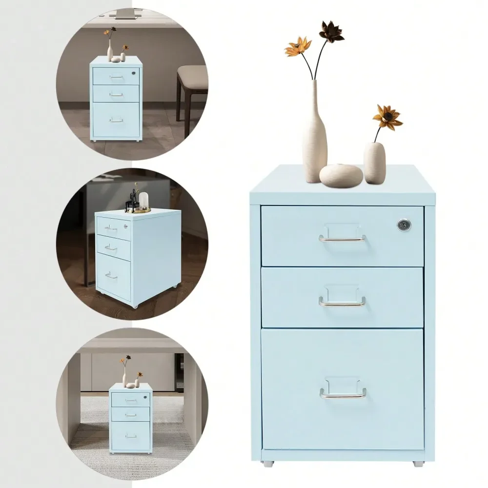 

Vertical File Cabinet, Metal Mobile File Cabinet With Lock, Filing Cabinet Under Desk