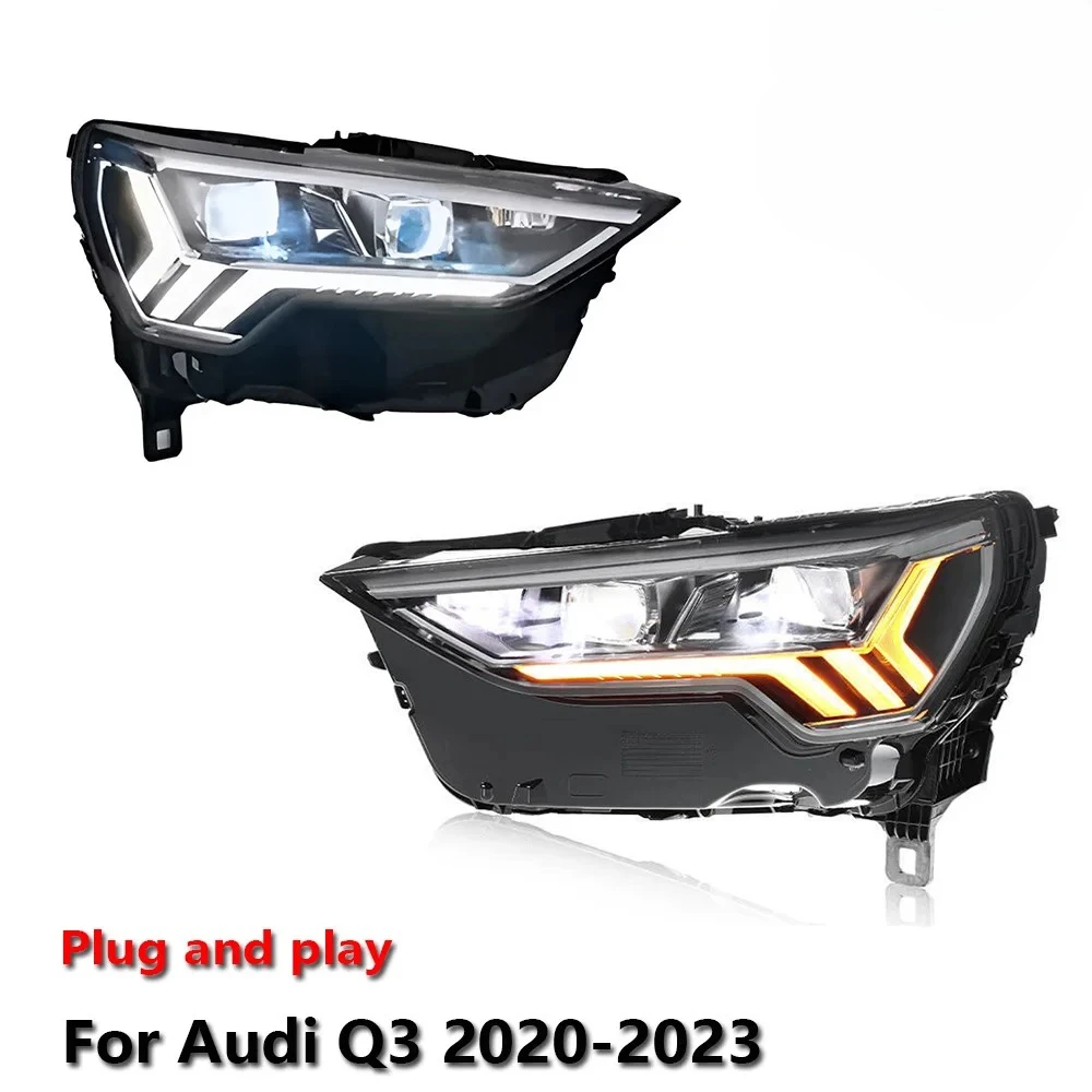 

Car LED Headlight Assemblies For Audi Q3 2020-2023 Fog DRL Brake Turn Signal Lamp Plug And Play