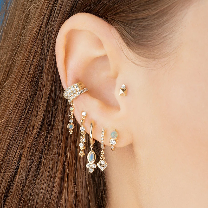 925 Sterling Silver Ear Needle Crystal Zircon Tassel Pendant Hoop Earrings Retro Small Fragrance Style High Jewelry Women Gifts
