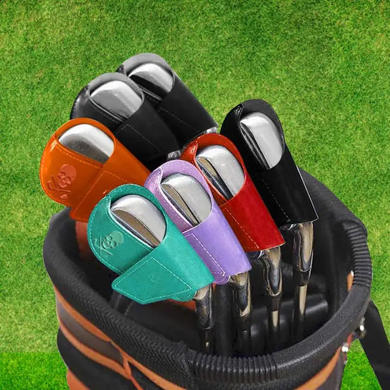 10 pezzi di coperture in ferro da golf con teschio, copricapo impermeabile per putter da golf, custodia protettiva per testa di mazza da golf in