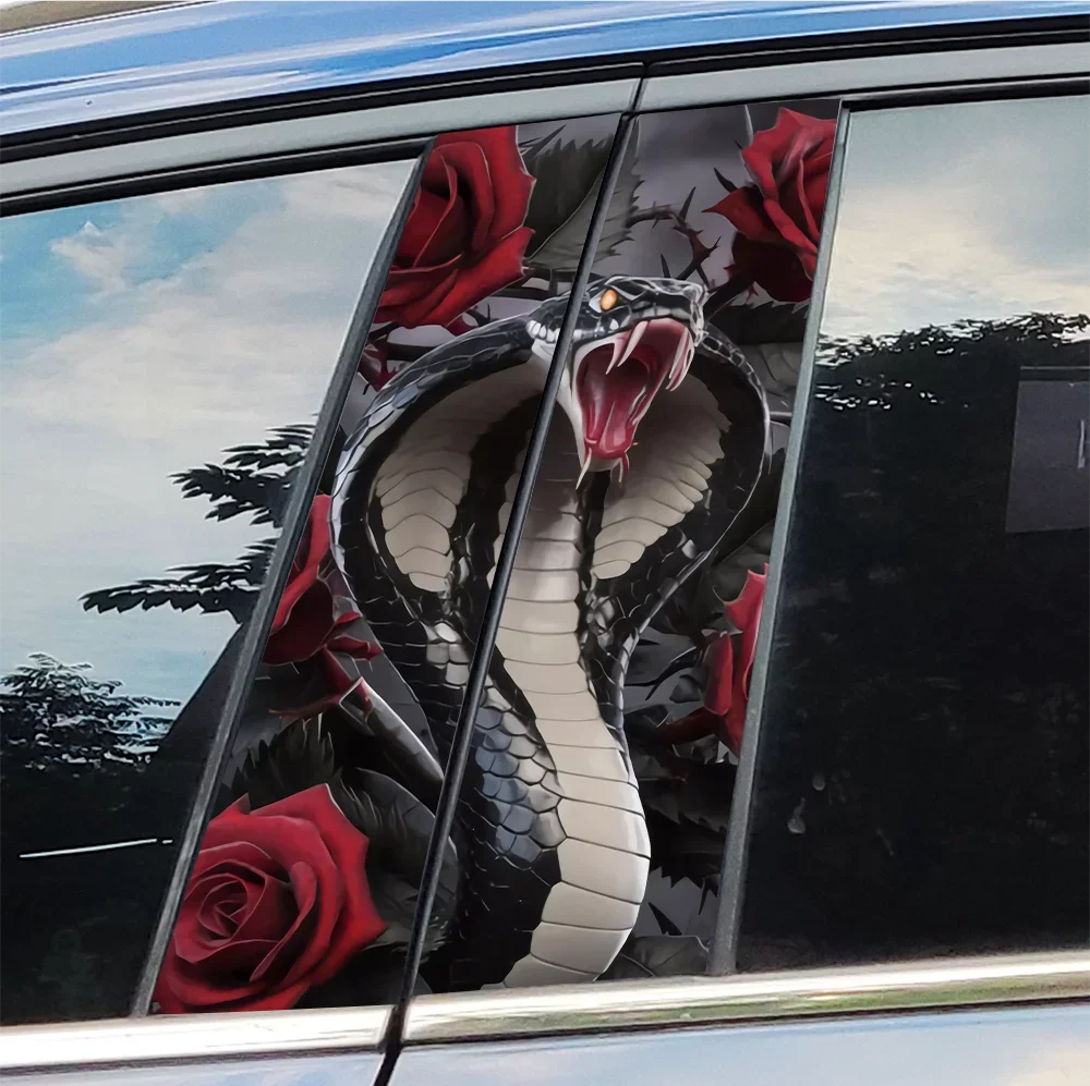 

Rose Snake Car Stickers Auto B Pillar Waterproof Decoration Cover Scratches Sunscreen Car Doors Pillar Vinyl Decals Accessories
