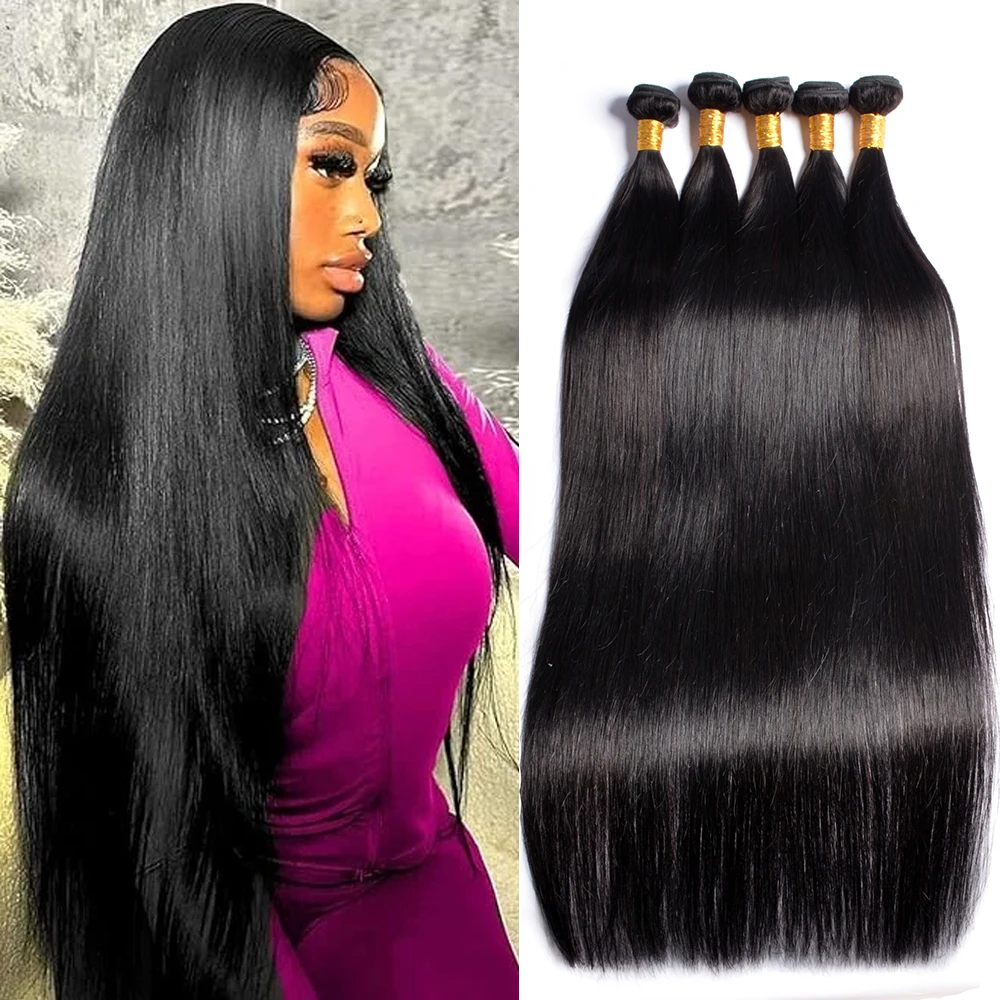 Straight Bundles Brazilian Remy Hair Weaving Bundles Human Hair Extensions for Wig Making Silky Straight Hair Weave Bundles