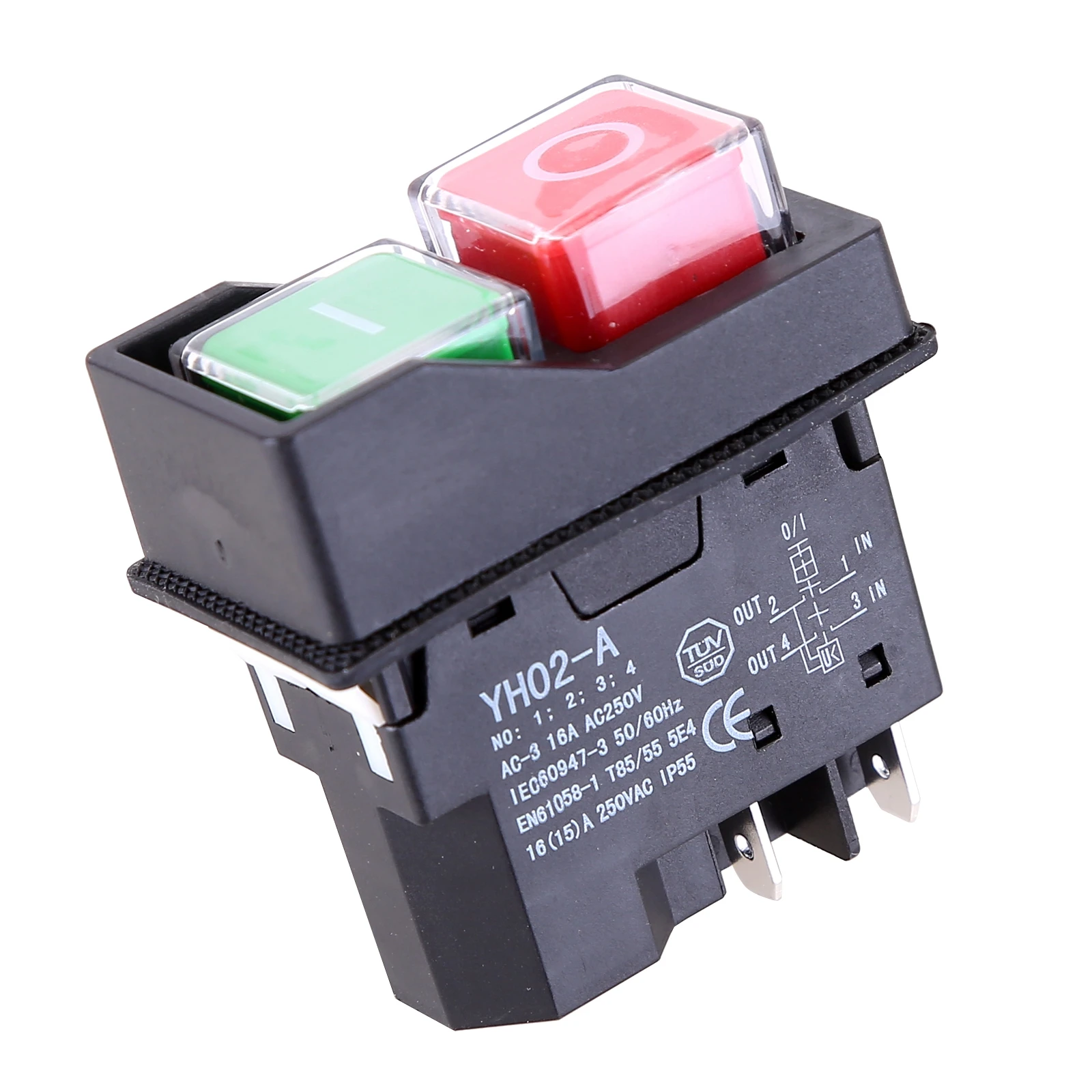 16A Waterproof Push Button Switch 4 Feet Start Stop On Off Magnetic for Wood Working Machinery Cutter Table Saw Grinder Drill